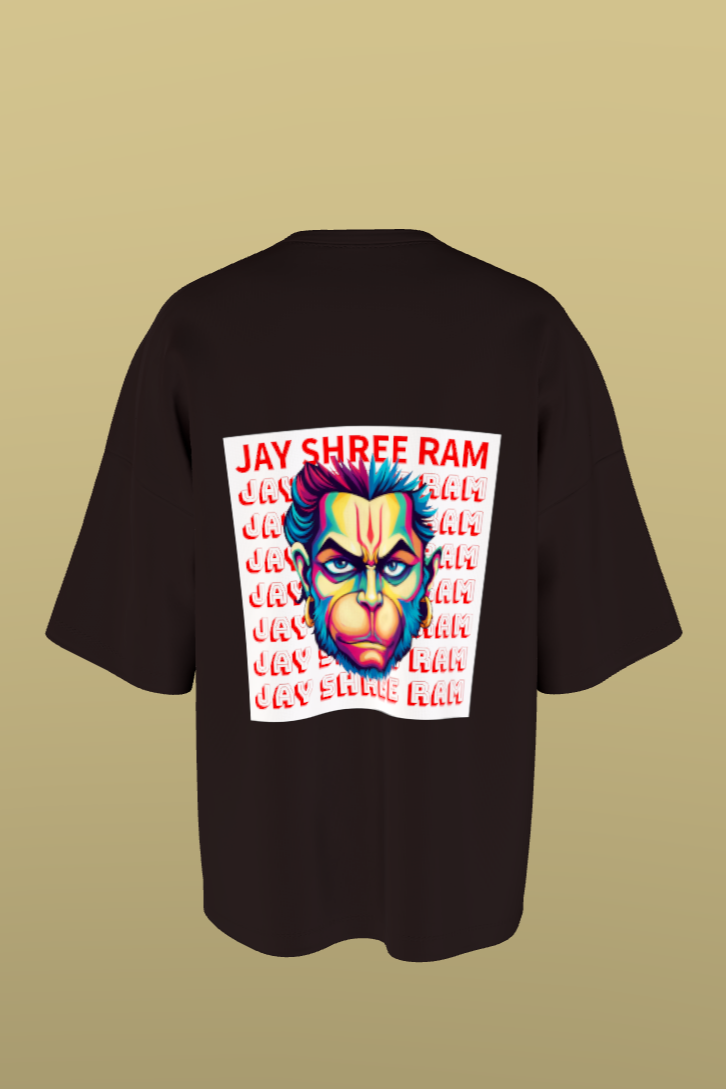 🚩 Bajrang Bali Vibes – Classic Oversized Hanuman Ji T-Shirt
